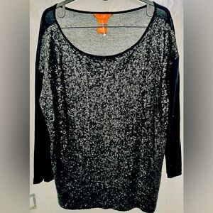 JOE FRESH Black on Black Sequined Front Shirt
